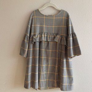Zara Girls plaid check dress with ruffle